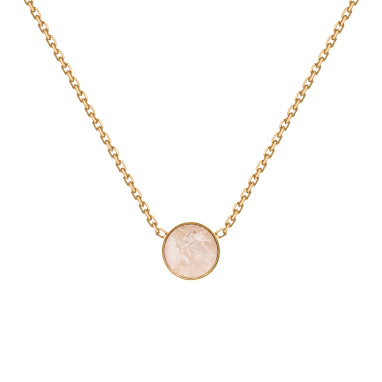 Simple gold-plated necklace with round white opal charm