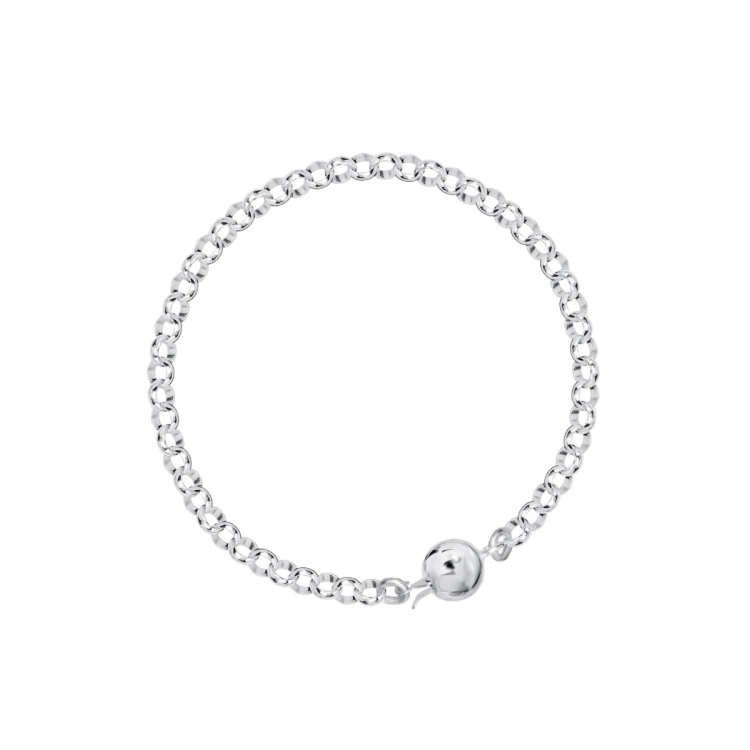 Sterling silver chain bracelet with geometric sphere