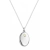 Silver engraved necklace with white Baltic amber oval pendant