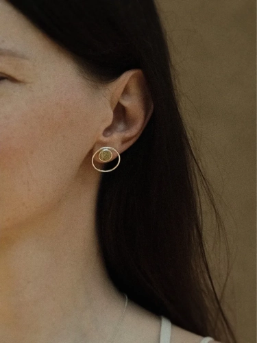 Dendrite circle earrings in sterling silver