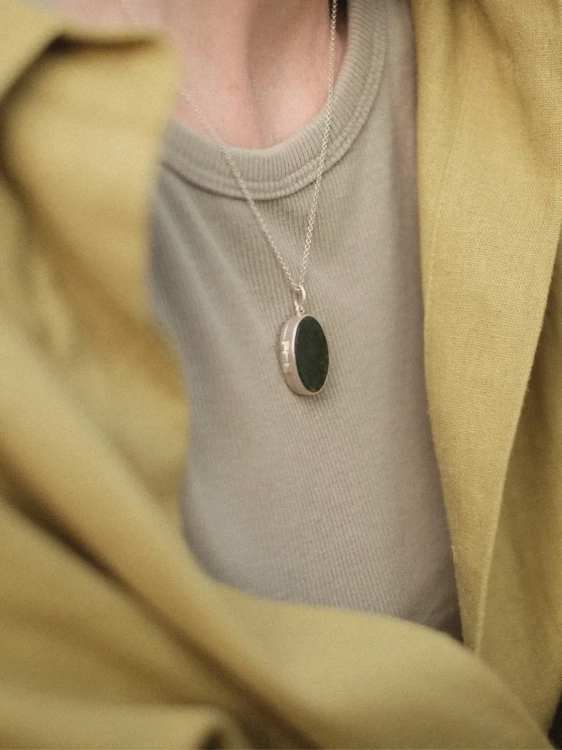 Sterling silver locket with natural stone