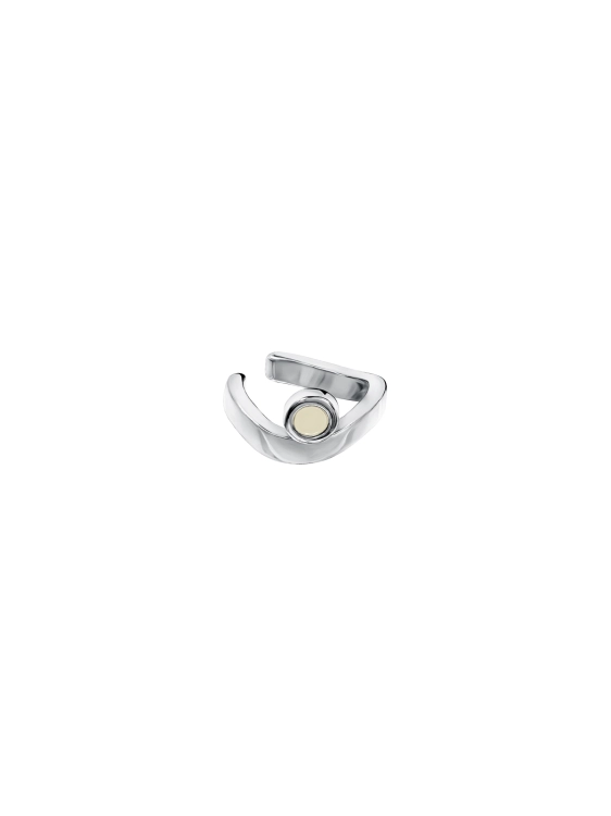 Sterling silver ear cuff with light Baltic amber