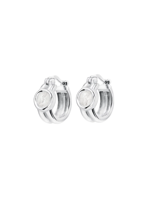 Sterling silver hoop earrings with mountain crystal