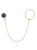 Gold brooch with chain and natural green nephrite stone in sterling silver