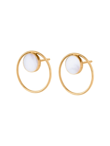 White opal circle earrings in gold-plated 925 silver
