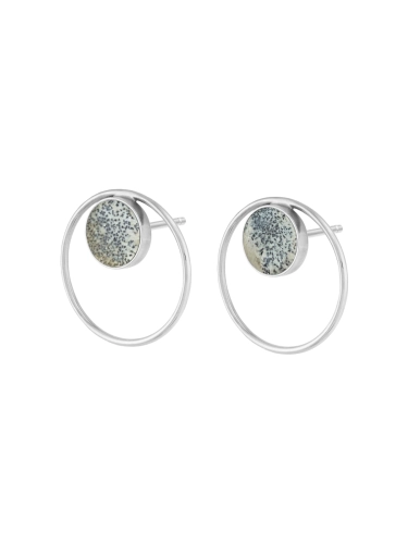Dendrite circle earrings in sterling silver