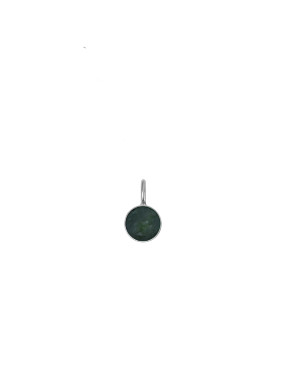 Minimalist silver charm pendant with Polish nephrite