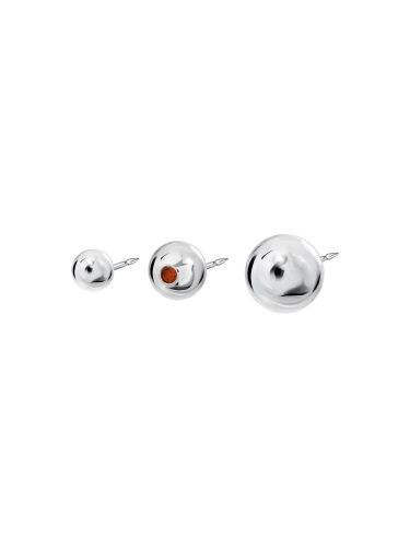 Sterling silver sphere brooch set with Baltic amber accent