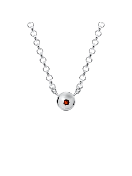 Sterling silver chain necklace with Baltic amber sphere