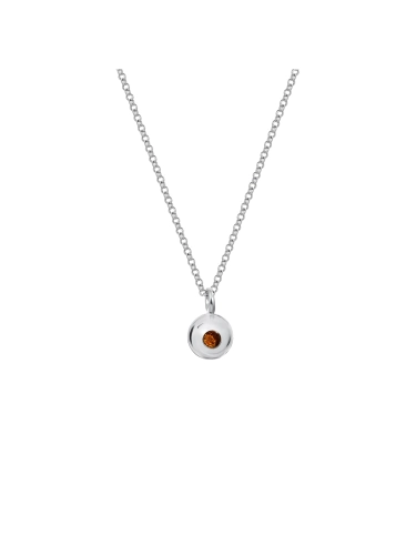 Sterling silver necklace with a small sphere and Baltic amber stone