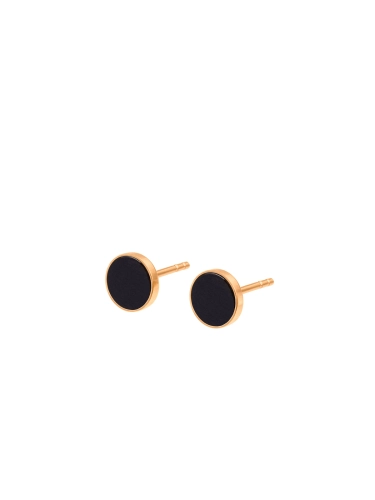 Gold-plated stud earrings with Polish chocolate flint