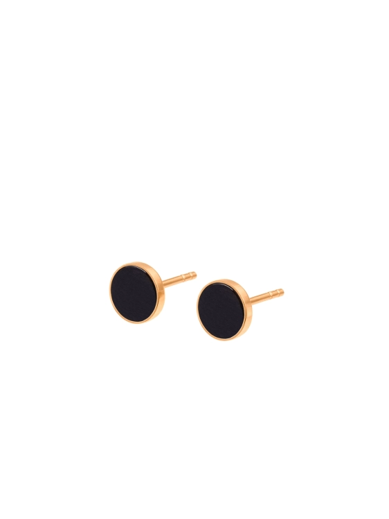 Gold-plated stud earrings with Polish chocolate flint