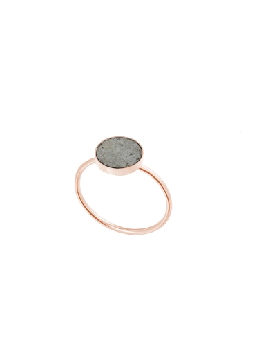 14K rose gold ring with authentic meteorite from Morasko