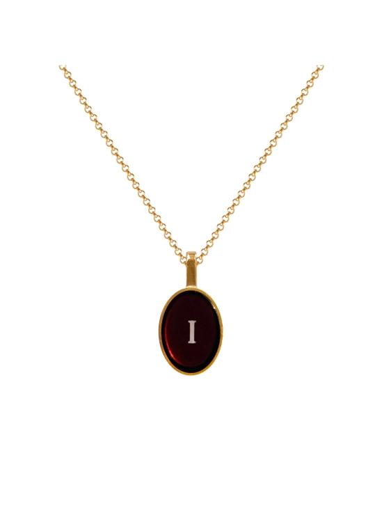 Gold-plated amber necklace with letter I