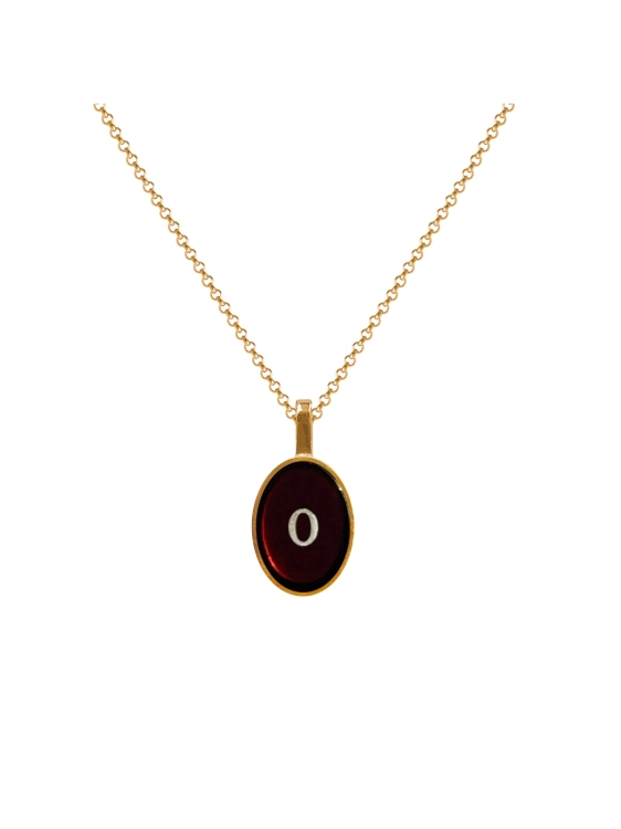 Gold-plated amber necklace with letter O